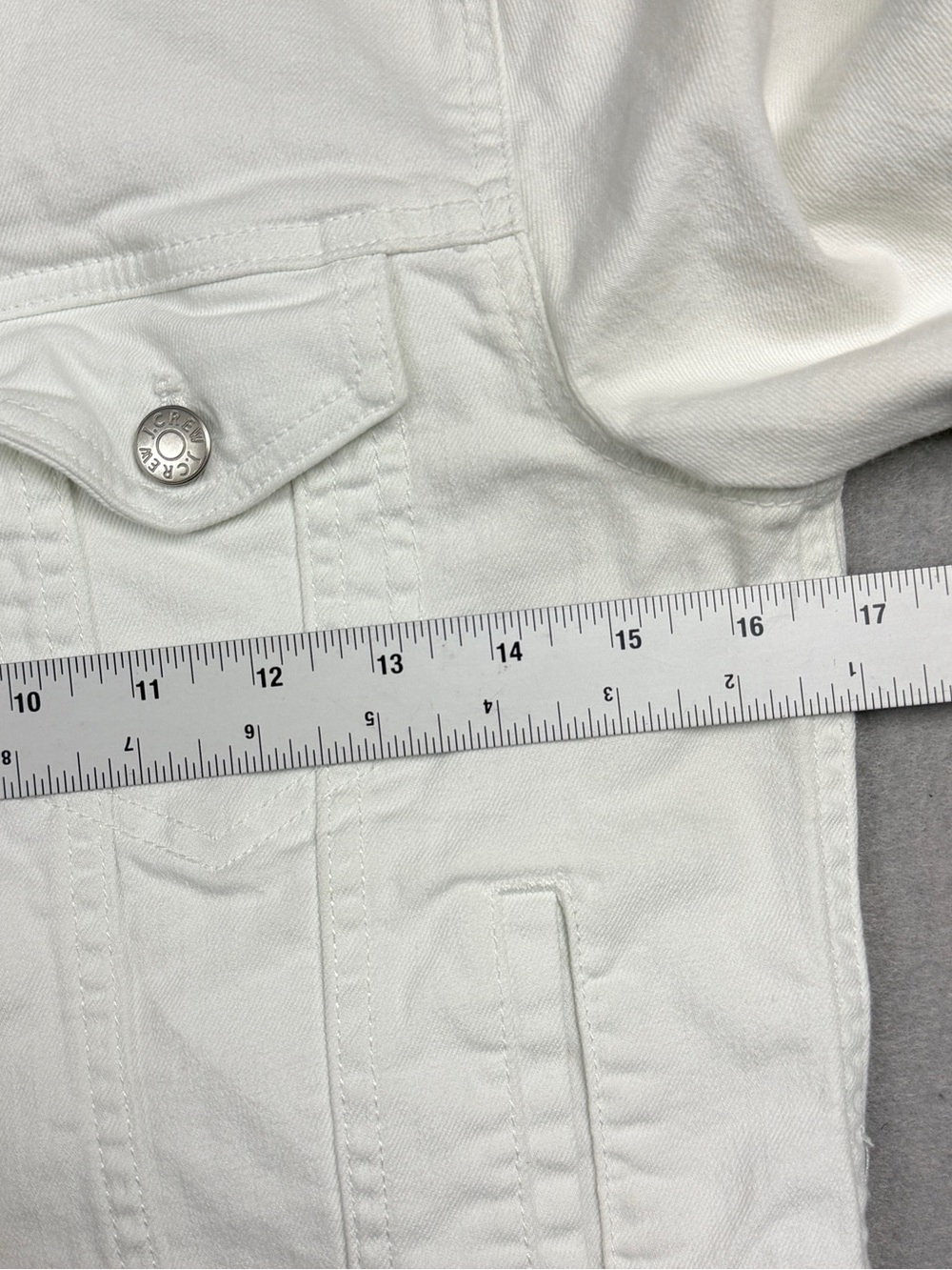J. Crew White Denim Jacket with Silver Buttons Sz S - Picture 3 of 8